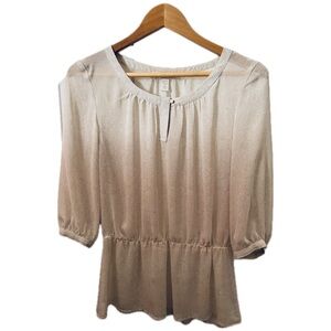Banana Republic Tan Peplum Blouse Relaxed Style